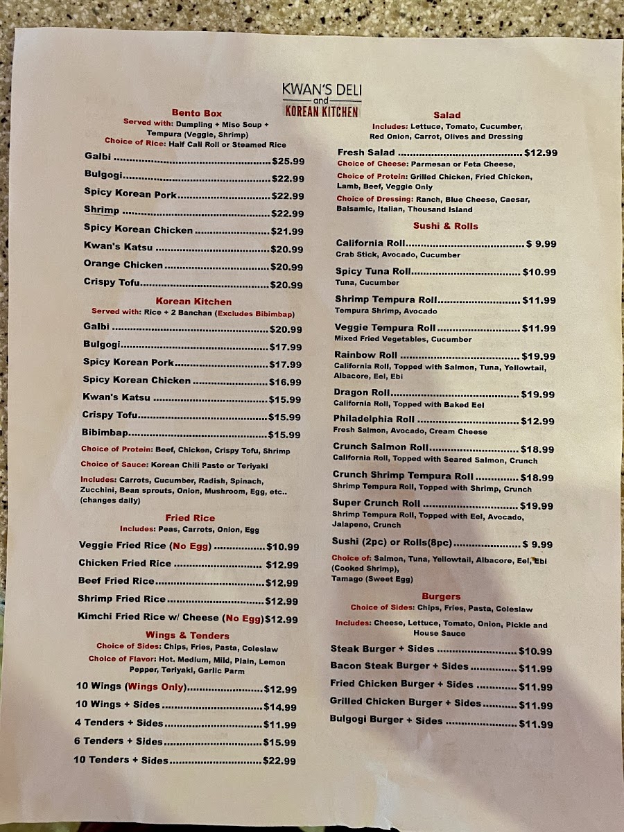 Kwan's Deli and Korean Kitchen Menu - Image 3