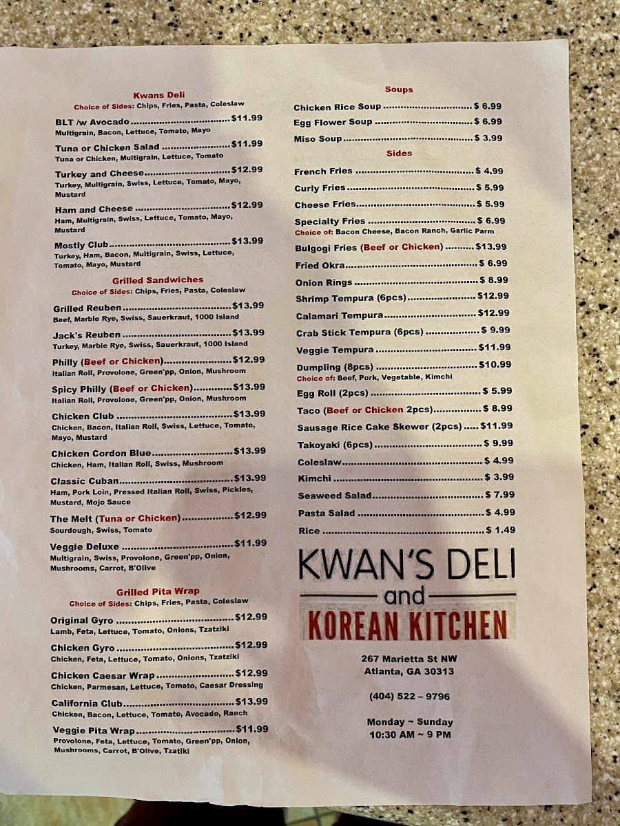 Kwan's Deli and Korean Kitchen Menu - Image 4